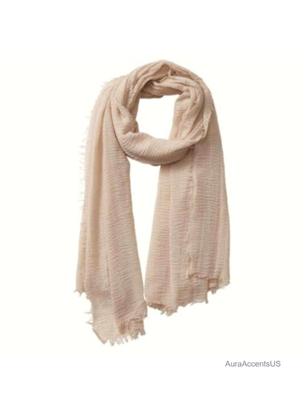 Cotton Blend Crinkle Vintage Soft Scarf with Fringed Edges, Linen Shawl, Travel